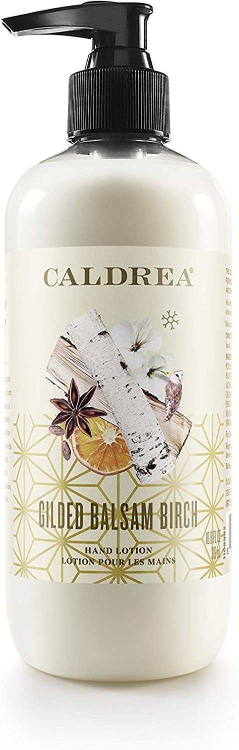 Caldrea Hand Lotion, For Dry Hands, Made with Shea Butter, Aloe Vera, and Glycerin and Other Thoughtfully Chosen Ingredients, Gilded Balsam Birch Scent, 10.8 oz (Packaging May Vary)