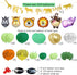 foci cozi 148 Pack Jungle Safari Theme Party Decorations Set?148 latex balloons, 12 Green Palm Leaves, 1 banner 4 cake topper 16 feets Arch Balloon strip tape, 1 Balloon tying tools Safri party Supplies Favors for Kids Boys Birthday Baby Shower Decor