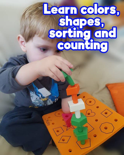 Skoolzy Montessori Toys for 1+ Year Old Girl Gifts. Christmas Sorting Toddler Toys. Boy Sensory Stacking Fine Motor Skills Educational Building Blocks. Toddlers Age 2 3 4 32pc Peg Kids Learning Games