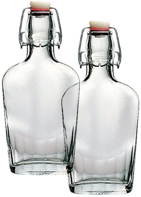 Bormioli Rocco Fiaschetta Glass 8.5 Ounce Pocket Flask, Set of 2