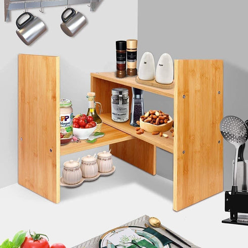 ROYALHOUSE Bamboo Desktop Organizer, Attractive Design, Stand Shelf For Books, Accessories And More, Home D©cor, Ideal Gift For Family & Friends