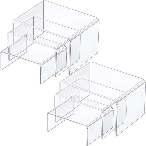 2 Sets Acrylic Display Risers, Clear Product Stand, Jewelry Display Riser Shelf Showcase Fixtures For Dessert Cupcake Candy Treat Action Figure Display