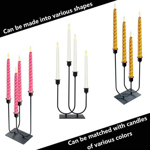 smtyle Black Candle Holders for Taper Candles Set of 4 Candelabra with Iron-0.8" Diameter Candlestick Ideal for for Table Centerpiece