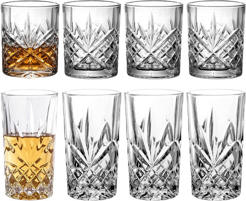 Whisky Glasses Set,Liqueur Spirits Glasses Snifters Round Clear Drinking Glass,Rock Glasses,Old Fashioned Cocktails Glasses Bourbon Glasses for Restaurants,Bars,Water Cups Vodka Glass Cups