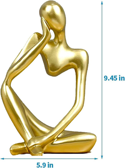 prosfalt Resin Thinker Statue Abstract Statue Home décor Accents Collectible Figurines Art Home Office Bookshelf Desktop Modern Home Decor Accent, Large 9.45 Inches(Gold-Left)