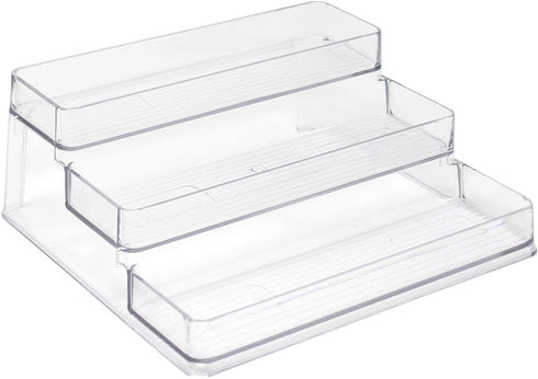 Sorbus 3-Tier Plastic Spice Rack Step Shelf Organizer for Kitchen Pantry, Cabinet, Countertops, Bathroom, Desk, Clear Plastic (2-Pack)