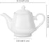 Flexzion Porcelain Teapot, Ceramic Tea Pot w/ Removable Lid, Beverage Serveware Set for 2-3 Tea Cups, Coffee Mugs, Modern English Classic Style, Microwave Oven & Dishwasher Safe - 24 Ounce, Pure White