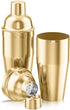 LUCKYGOOBO Cocktail Shaker with Double Measuring Jigger,18/8 Stainless Steel 24oz Martini Shaker Set,Drink Shaker Built-In Strainer,Bartender Kit. (Gold)