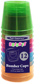 Party Essentials Hard Plastic 4-Ounce Bomber Cups, Assorted Neon, 12-Count