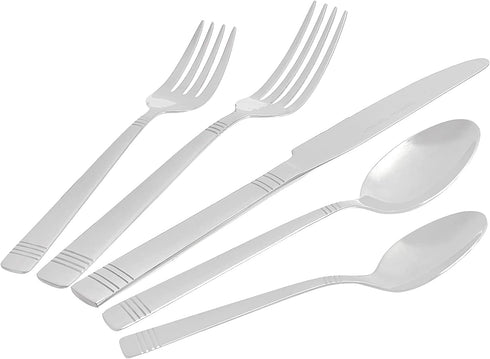 Amazon Basics 20-Piece Stainless Steel Bistro Flatware Set, Service for 4
