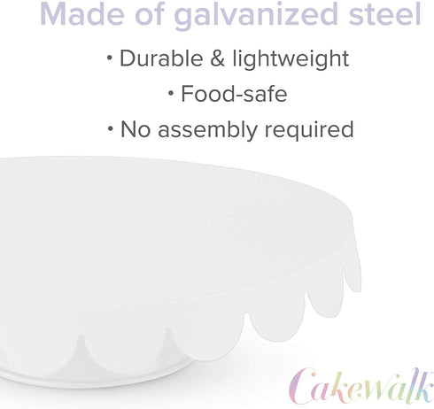 Twine White Stainless Steel Cake Stand, Set of 1, Cupcake Stand, Home Decor, Food Service, Dessert Accessory, 11-Inch Diameter, White