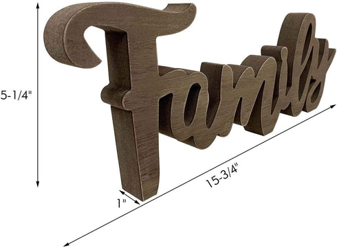 Wooden Family Tabletop Sign Decor,Rustic Family Freestanding Word Decor
