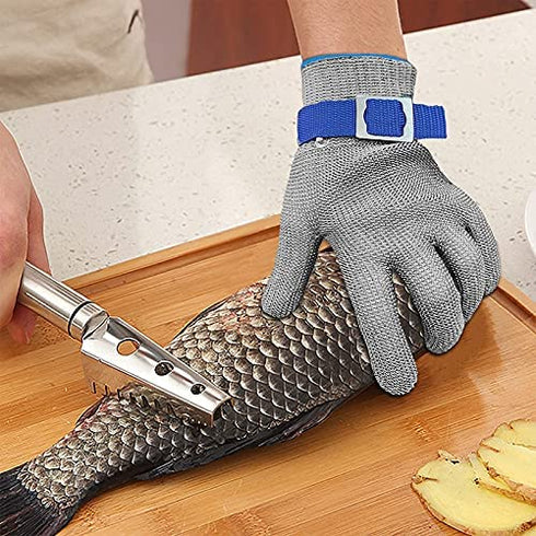 TS 2.0 ANSI A9 Cut Resistant Glove Stainless Steel Mesh Metal Wire Glove Durable Rustproof Reliable Cutting Glove for Meat Processing, Food Cutting (Medium?