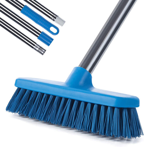MEIBEI Floor Scrub Brush with Adjustable Long Handle-54 inch, Stiff Bristle Grout Brush Tub and Tile Brush for Cleaning Bathroom, Patio, Kitchen, Wall and Deck