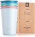 Koodee Stainless Steel Cups(4 Pack)16 oz Pint Tumbler Stackable Metal Drinking Glasses for Camping, Outdoors?Sky Blue-Baby Blue-Pink-Teal?