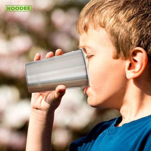 Koodee Stainless Steel Cups(4 Pack)16 oz Pint Tumbler Stackable Metal Drinking Glasses for Camping, Outdoors?Sky Blue-Baby Blue-Pink-Teal?