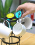 Bextcok Coffee Mug Holder, Metal Cup Rack Tree 15 Hooks Kitchen Counter Storage Mugs Stand with 3-Tier Display Organizer and Removable Basket for Coffee Mugs, Tea Cups, Mason Jars, Glasses Black