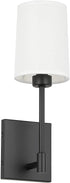 XiNBEi Lighting Bedroom Wall Lamp, Modern 1 Light Black Wall Mounted Sconce Light with Fabric Shade for Bedside & Living Room XB-W1215-1-MB