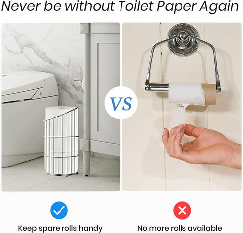 Toilet Paper Holder Stand with Storage Bathroom Toilet Tissue Roll Reserve Organizer Free Standing Dispenser Holds 3 Mega Rolls Polished Chrome
