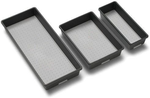 madesmart Classic 3-Tray Bin Pack - Granite | CLASSIC COLLECTION | Multi-Purpose Storage | Soft-grip Lining and Non-slip Rubber Feet | Durable | BPA-Free