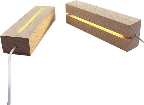 SYWAN 2Pack 6 inch Wood Rectangle Display Pedestal,Wooden Rectangle Led Lights Display Base for Acrylic and Plexiglass,Wood Night LED Light Lamp Base