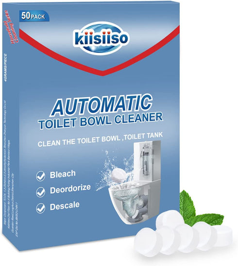 KIISIISO Multipurpose Bathroom Cleaners, 50 PACK Toilet Bowl Cleaners, Bleach Toilet Tablets, Commercial & Household Bathroom Cleaner with Stronger Cleaner Power