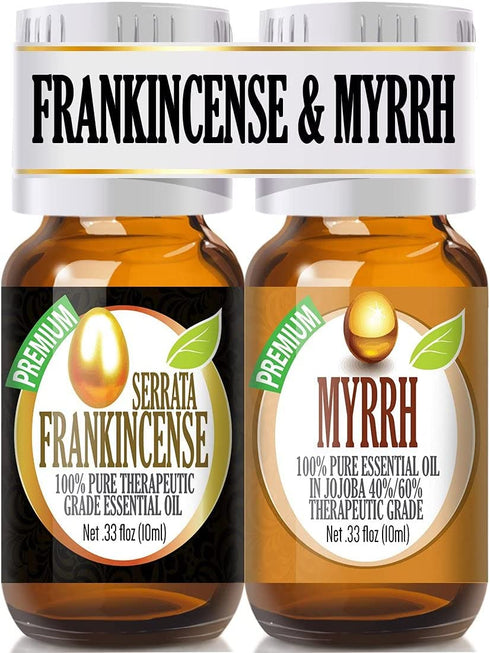 Frankincense and Myrrh Essential Oil Combo Pack 100% Pure, Best Therapeutic Grade Essential Oil - 2/10ml