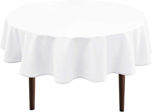 Hiasan White Round Tablecloth 70 Inch - Waterproof Stain Resistant Washable Fabric Table Cloth for Dining Room Kitchen Party