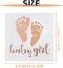 Trgowaul 100 Pack Baby Girl Shower Napkin Rose Gold Baby Girl Letters and Baby Footprint Pattern Beverage Napkins 3-Ply White Paper Cocktail Napkins for Girl Baby Shower Party