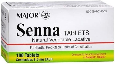 MAJOR Senna Tablets 8.6mg, 100 Count Per Bottle