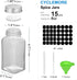 CycleMore 15 Pcs 6oz Glass Spice Jars Bottles, Square Spice Containers with Silver Metal Caps and Pour/Sift Shaker Lid-40 Blank Black Labels,1 Collapsible Funnel,1 Brushes and 1 Pen Included