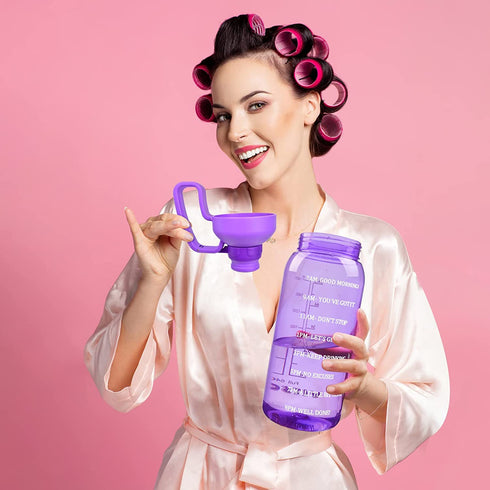 Half Gallon Water Bottle with Straw & Time Marker & large Handle, Water Bottles with Times to Drink 64 OZ Water Jug BPA Free Tritan Wide Mouth Motivational Water Bottle for Sports, Gym, Workout, Office