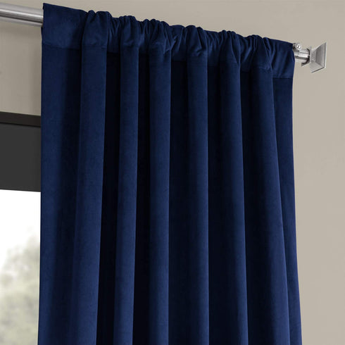 HPD Half Price Drapes VPCH-P Signature Blackout Velvet Curtain (1 Panel), 50 X 120, Union Blue