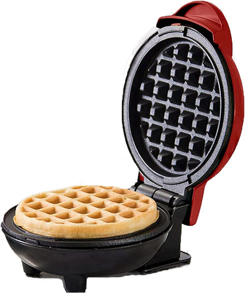 Oriental elife Mini Waffle Maker | Waffle Maker | Portable Electric Non-Stick Waffle Iron Suitable for 4 Inch Single Waffle for Breakfast, Lunch or Snack,Red