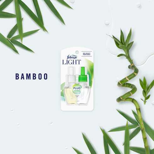 Febreze LIGHT Fade Defy PLUG Air Freshener, Bamboo, (2) .87 fl. oz. Oil Refill