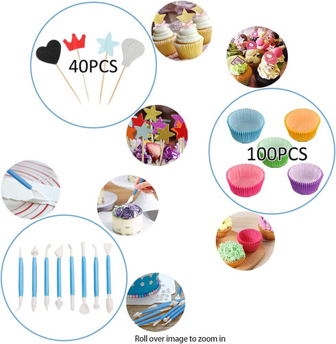 Cake Decorating Supplies Kit,310 PCS Baking Supplies Set with Icing Piping Tips & Russian Nozzles with Pattern Chart,Piping Bags,Mother™s Day Gift