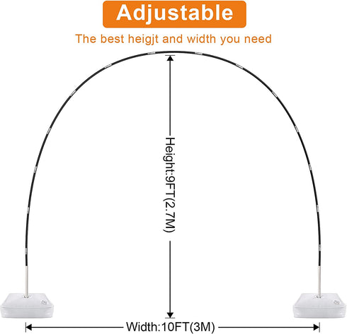 Anbeser Balloon Arch Kit - 9FT Tall & 10Ft Wide Adjustable Balloon Arch Stand with Water Fillable Base,50Pcs Balloon Clips,Balloon Pump Knotter-for Baby Shower, Wedding, Birthday, Graduation, Party Supplies Decorations