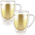 Teabloom Double Walled Mugs - 12 oz / 350 ml Set of 2 Insulated Glass Mugs for Tea, Coffee, and More Clear Bliss Collection