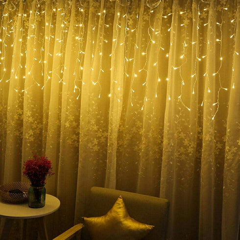 ZIMINGU Icicle Diwali Lights Outdoor, Christmas Hanging Window Curtains Dangling 13FT 96LEDs 8 Modes Weeping Willow Ceiling Fairy String Lights for Indoor Decorations, Warm White 4M