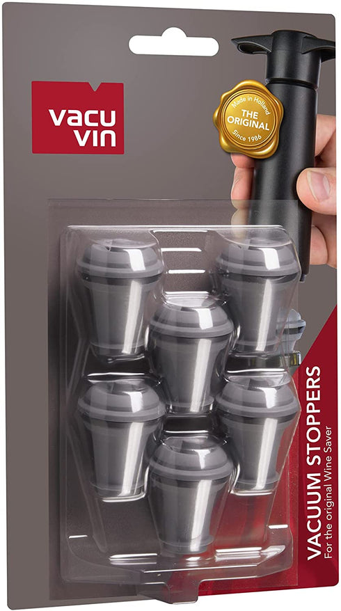 Vacu Vin Wine Saver Vacuum Stoppers Set of 6 Grey