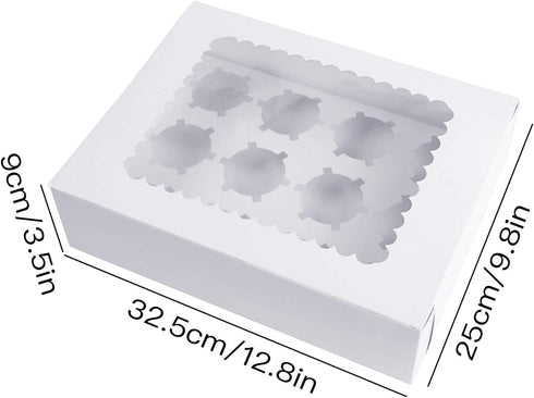 Cupcake Boxes Bakery Cake Carrier,15 Pieces White Cupcake Boxes 12 Holders Standard Cupcakes Muffins and Pastries Containers Carrie Holders for Wedding Treats Party (13.8 x 9.5 x 4inch)