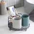 Toothbrush Holder Black for Bathroom Tooth Cup and Electric Toothbrush Organizers and Storage Toothpaste Stand Rack Set Included 3 Toothbrush Slots and 2 Ceramic Bathroom Tooth Cups
