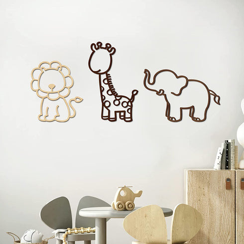 Safari Nursery Decor Jungle Theme Animals Woodland Baby Room Decor Neutral for Girls Boys Kids Nursery Wall Art for Bedroom Playroom Toddler Classroom Decorations (Lion, Giraffe, Elephant)