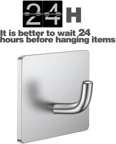 Budding Joy Adhesive Hooks Heavy Duty Stick on Wall Hooks Towel Hooks Door Hooks Waterproof Stainless Steel Adhesive Towel Hooks Adhesive Holders for Hanging Clothes Bathroom Adhesive Hook 4 Pack