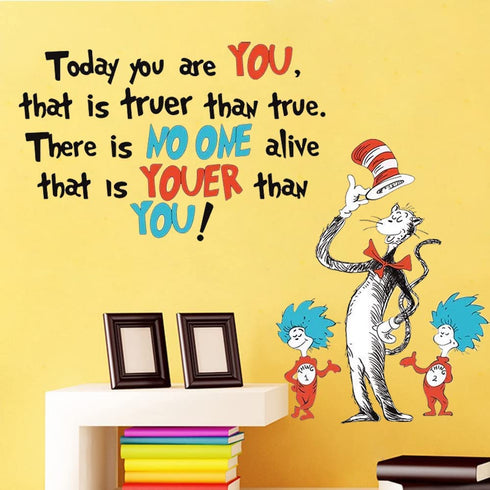 Runtoo Inspirational Quotes Wall Decals Today You are You Kids Wall Stickers Baby Nursery Bedroom Classroom Wall Decor
