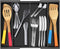 Bamboo Kitchen Drawer Organizer,Expandable Silverware Organizer,Utensil Holder and Cutlery Tray with 4 Adjustable Compartments,Black