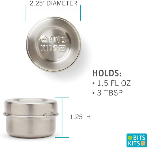 Bits Kits Stainless Steel Reusable Condiment and Snack Containers, Set of 3