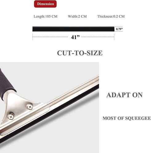 41" Squeegee Blade Squeegee Rubber Replacement Squeegee Scrubber Refill Head for Window,Glass,Floor,Cut-to-Size,2 pcs