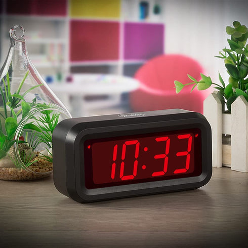 Timegyro Digital Alarm Clock,Battery Operated Only Desk Clock 1.2" Red LED Display 4 PCS AA Batteries Cordless Clock for Kids, Girls, Bedroom, Bedside, Desk, Shelf, Travel Upgrade Version (Black)