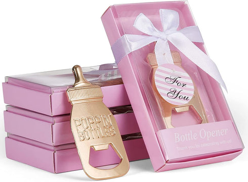 12 Pack Poppin Bottle Bottle Openers for Girl Baby Shower Favors/Souvenirs,Girl Baby Shower Decorations,Birthday,Gender Reveal Party Favor and Keepsake Supplies (12, Pink)